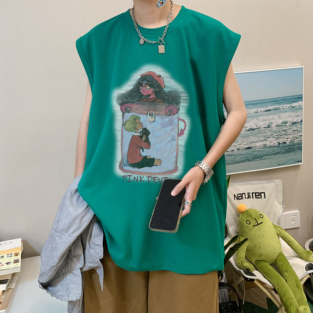 夏天来了数据超好印花宽松无袖背心韩版ins风潮牌t恤BX612-P20,男装背心/马甲,电商A486
