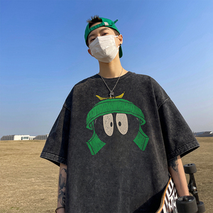 直播品质 数据好 240克重磅水洗纯棉 美式潮牌宽松短袖t恤T953P38图片