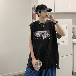 数据超好 灌篮高手 欧美式潮牌卡通印花水洗背心无袖t恤BX130-P35图片