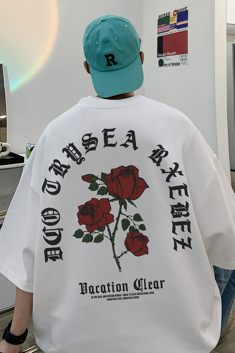 数据超好抖音重磅210克棉潮牌印花宽松短袖t恤T551-P25,男装T恤,电商A486