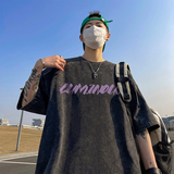 数据超好重磅抖音品质美式复古蜡染水洗做旧宽松短袖t恤T960P38，男装T恤，电商A486