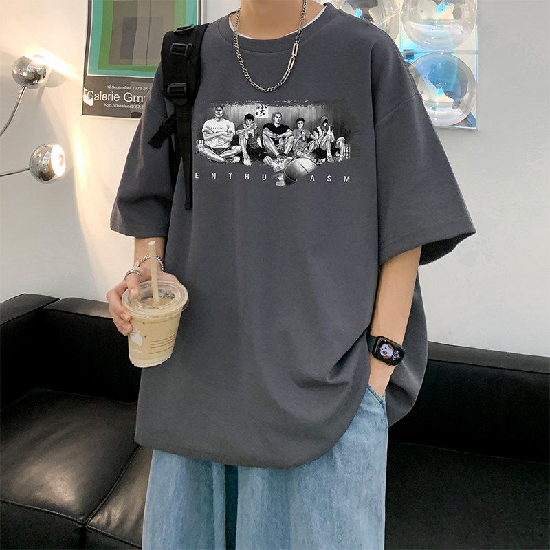 220克重磅美式潮牌宽松短袖t恤T875-P28直播供应280克高品质P35,男装T恤,电商A486