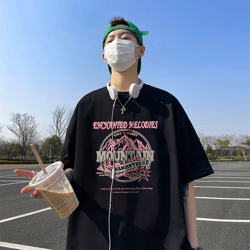 220克重磅美式潮牌宽松短袖t恤T886-P28直播供应280克高品质P35,男装T恤,电商A486