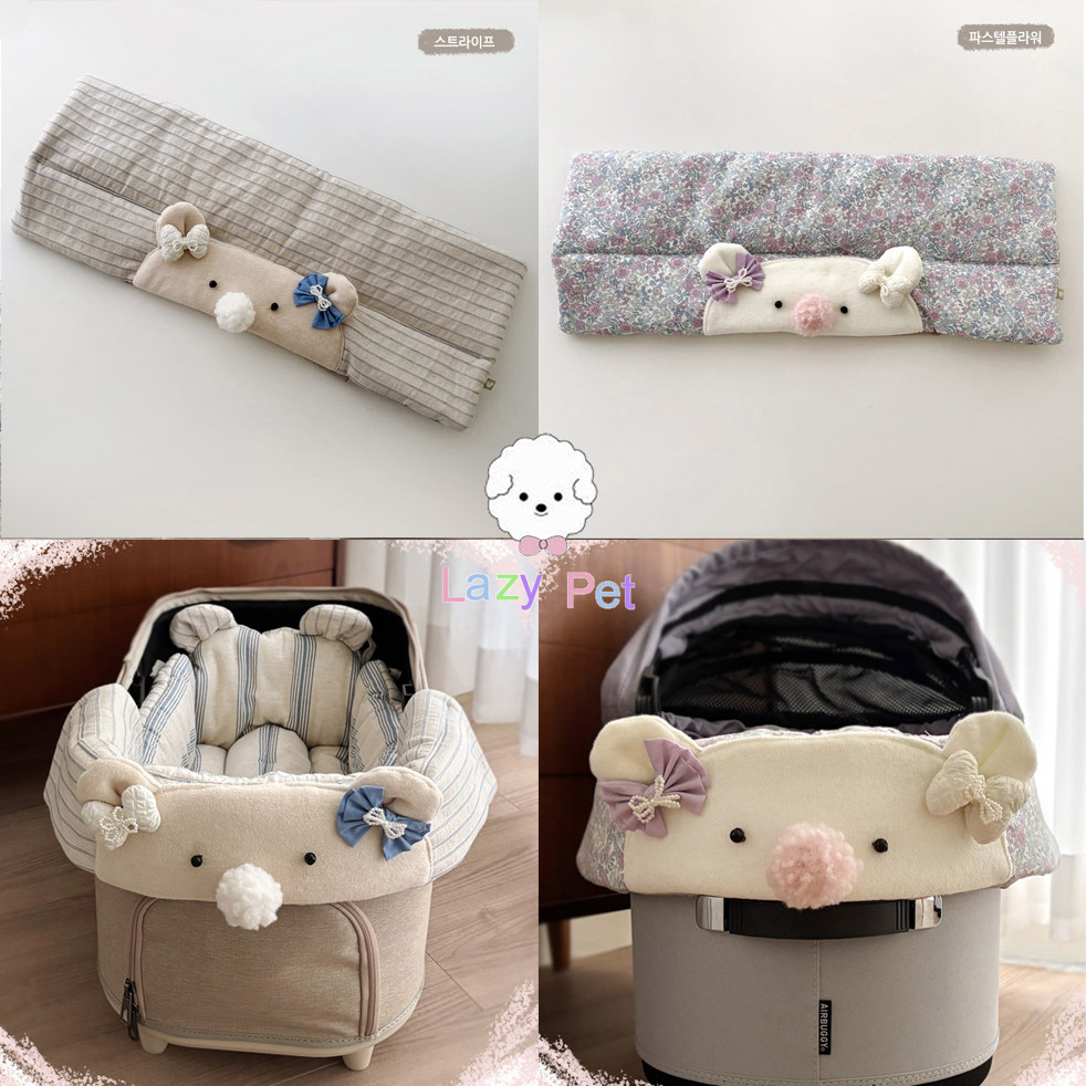 韩代小猪蝴蝶结条纹花推车边缘垫