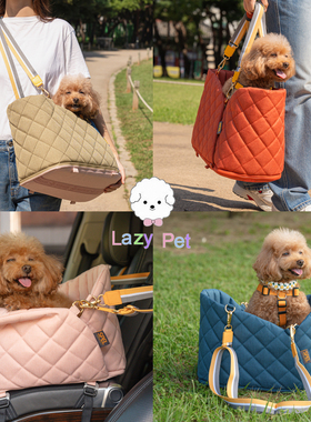 「Lazy Pet」韩国直邮spel宠物菱格拉链防水车载座椅单肩斜挎包