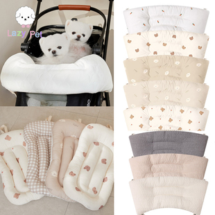 「Lazy Pet」韩国Perrigato宠物纯色小熊格子推车内垫边缘垫套装