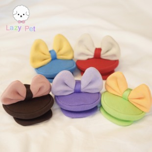 「Lazy 宠物猫狗秋冬温暖可爱针织蝴蝶结报童帽子 Pet」韩国代购