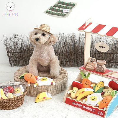 韩代宠物鸡蛋胡萝卜蘑菇发声玩具