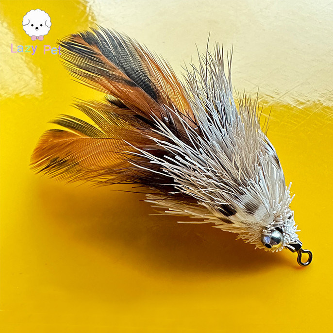 「Lazy Pet」韩国代购宠物天然羽毛愤怒小鸟手工逗猫棒替换头玩具