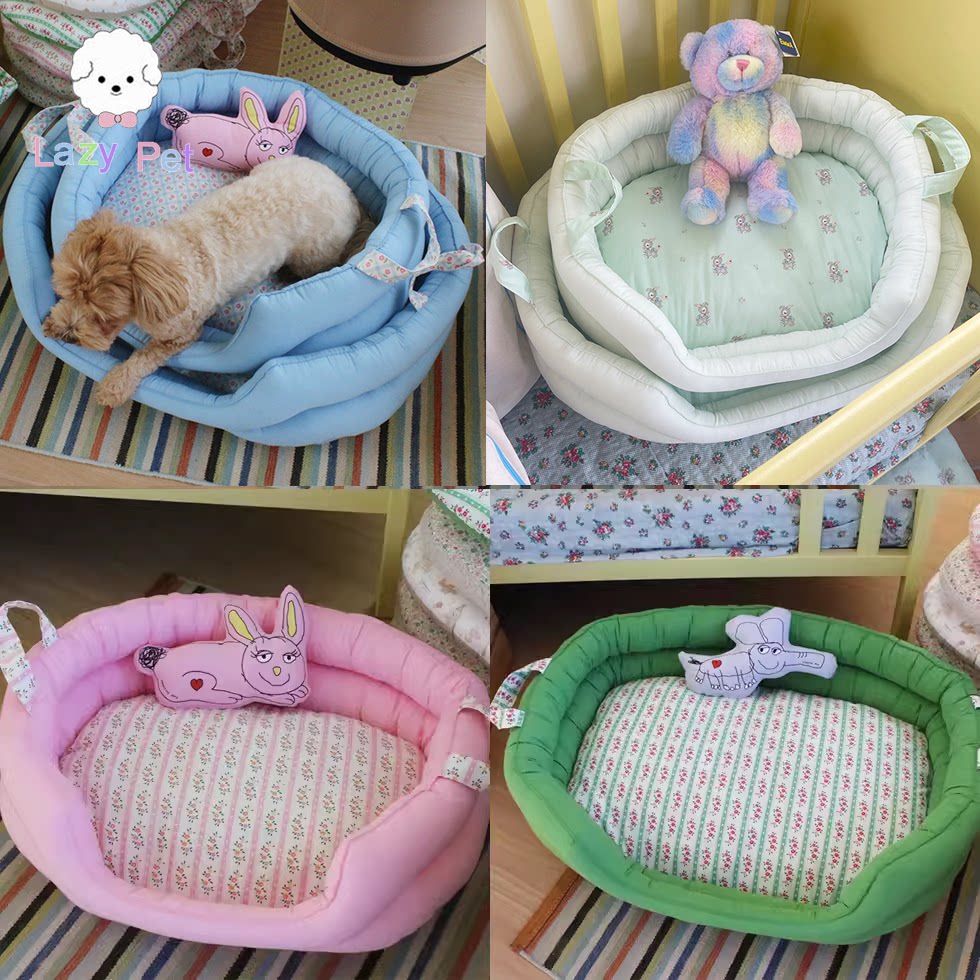 「Lazy Pet」韩国oopsmydog宠物猫狗棉舒适条纹菱格花朵床垫狗窝