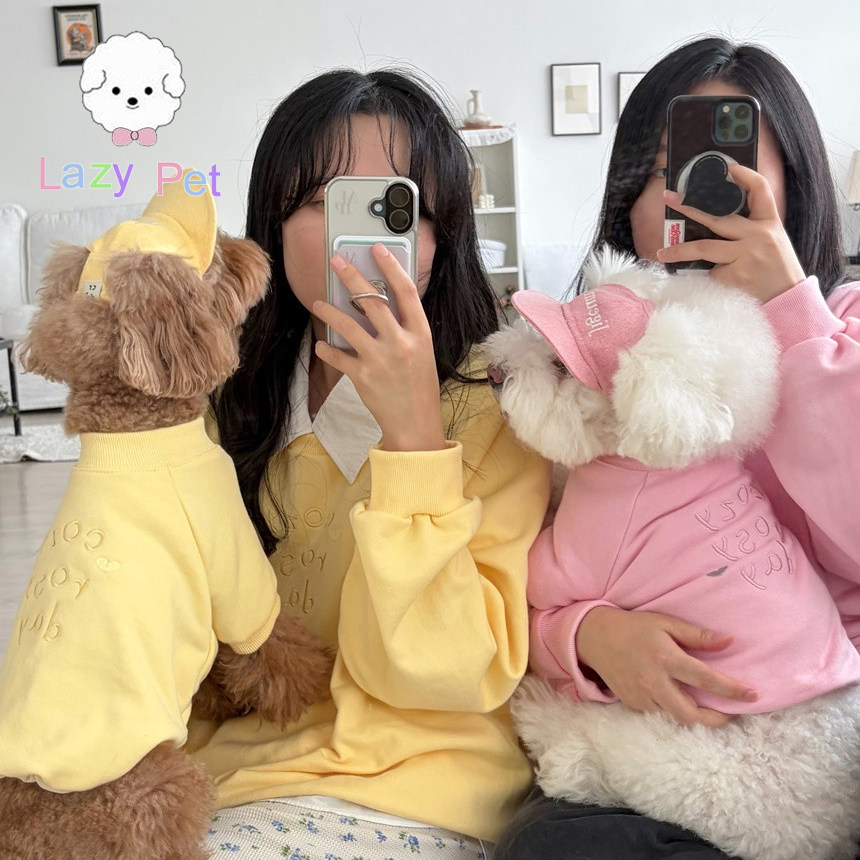 「Lazy Pet」韩国CRDY宠物名字定制棒球帽字母爱心刺绣卫衣亲子装