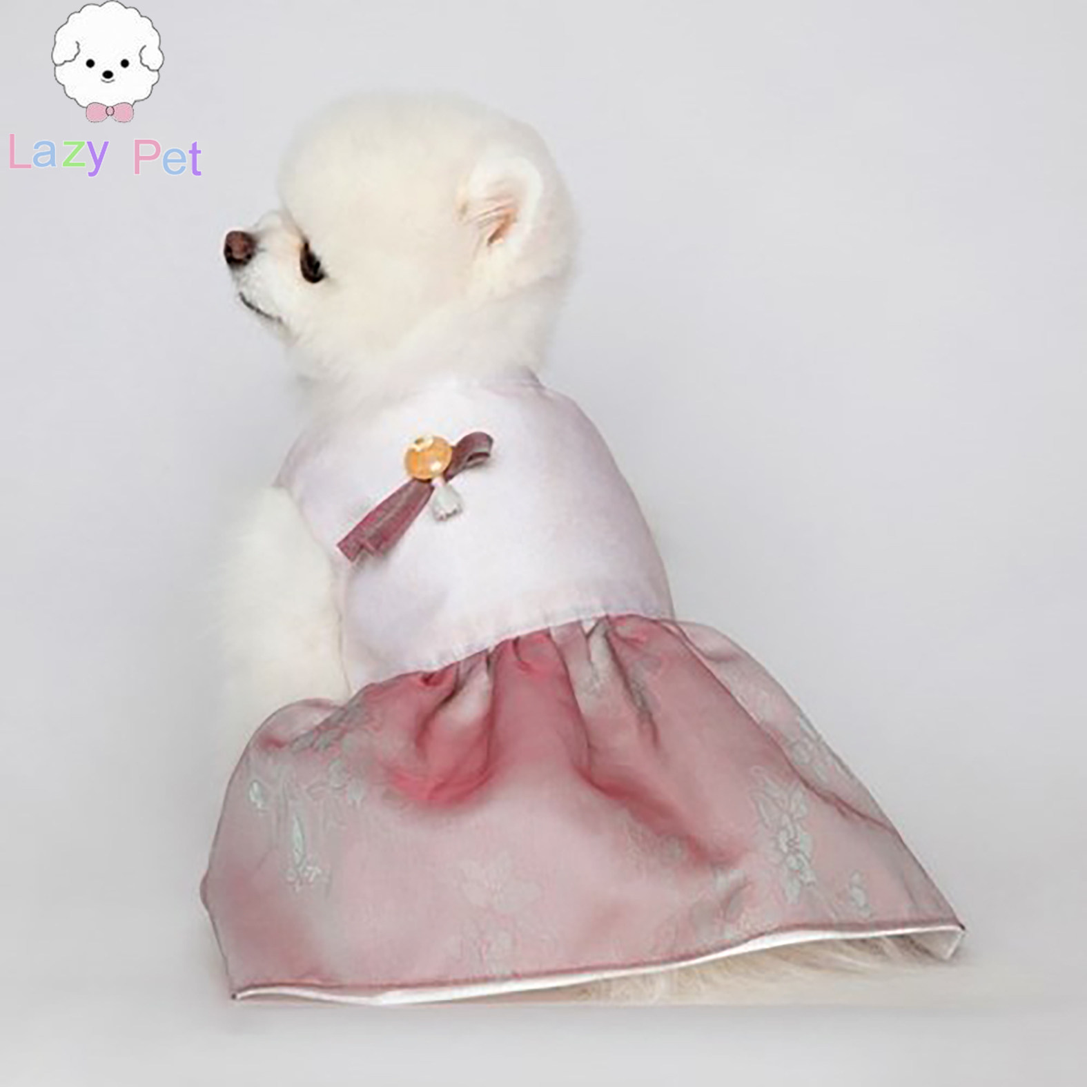 韩代宠物蝴蝶结刺绣韩服连衣裙
