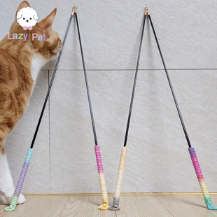 「Lazy Pet」韩国宠物舒适把手轻巧弹性碳素2段猫咪逗猫棒玩具