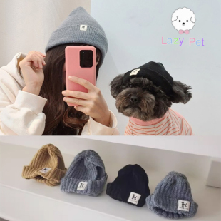 「Lazy 帽子 Pet」韩国caniche宠物猫狗秋冬纯色保暖弹力亲子装