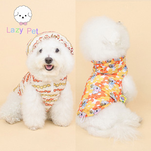 「Lazy CRR宠物轻薄防水花朵考拉半拉链连帽风衣 Pet」韩国代购