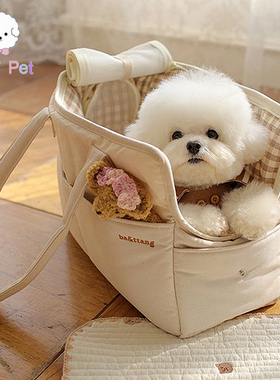 现货~韩国正品ba＆ttang宠物猫狗柔软纯棉单肩外出手提包
