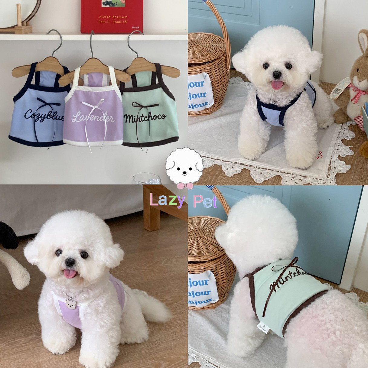 「Lazy Pet」韩国代购夏季宠物丝带蝴蝶结字母吸汗速干吊带凉凉衣,宠物/宠物食品及用品,狗宠物服装/雨衣,淘宝优惠券,粉丝福利购,淘宝优惠卷