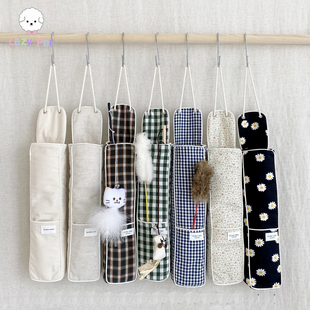 「Lazy dear手工棉质雏菊格纹宠物猫咪逗猫棒收纳袋 Pet」韩国My