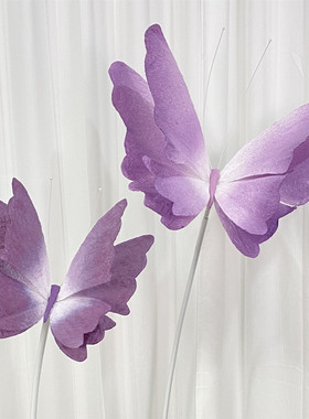 春季仿真纸艺大蝴蝶紫色婚礼背景装饰美陈摄影布置婚庆道具橱窗