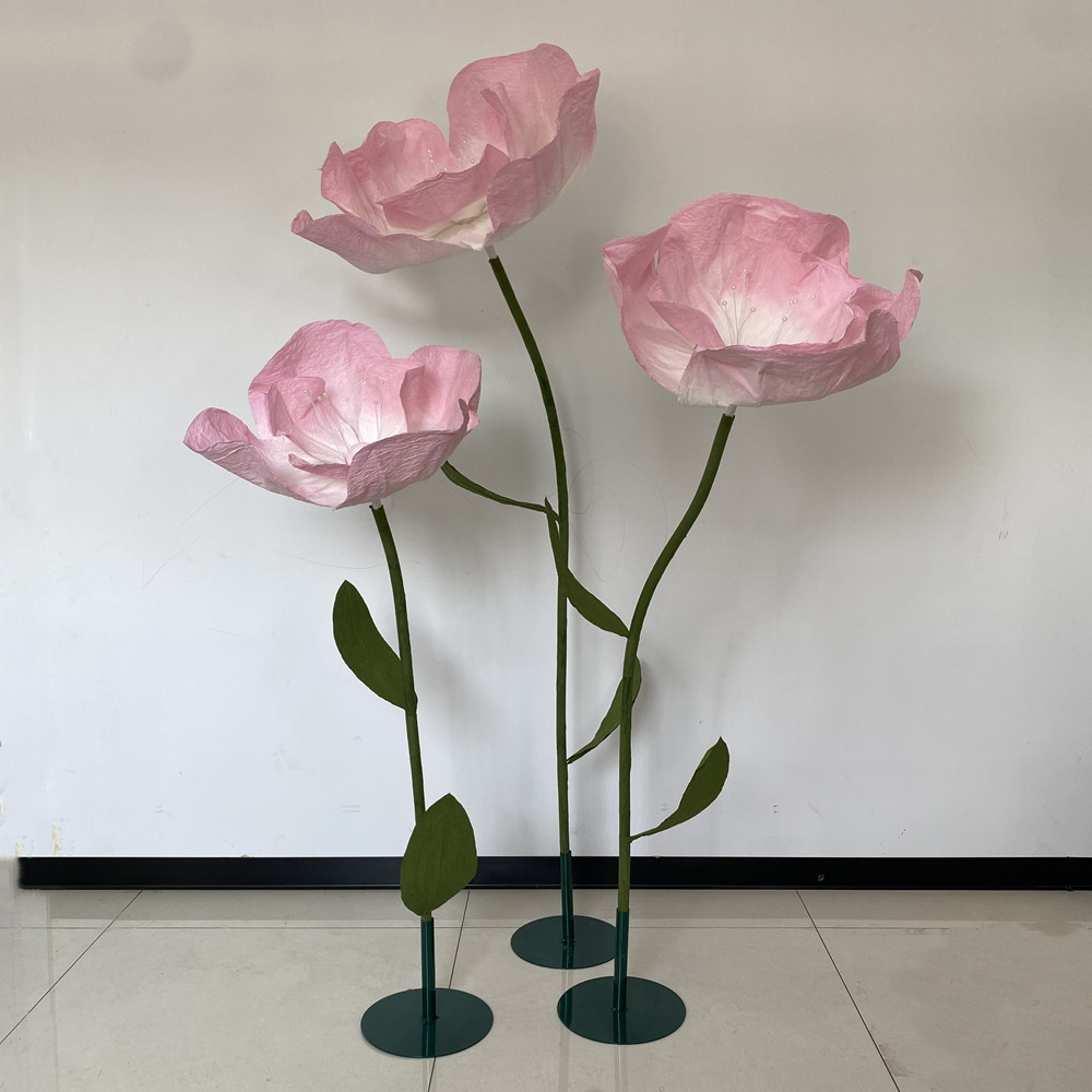 婚庆路引花立体纸艺花虞美人婚礼布置纸花橱窗美陈装饰摆件道具