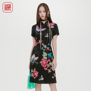 高端连衣裙中式 秋装 复古重工刺绣旗袍FGHC0020 2025新款 渔牌女装