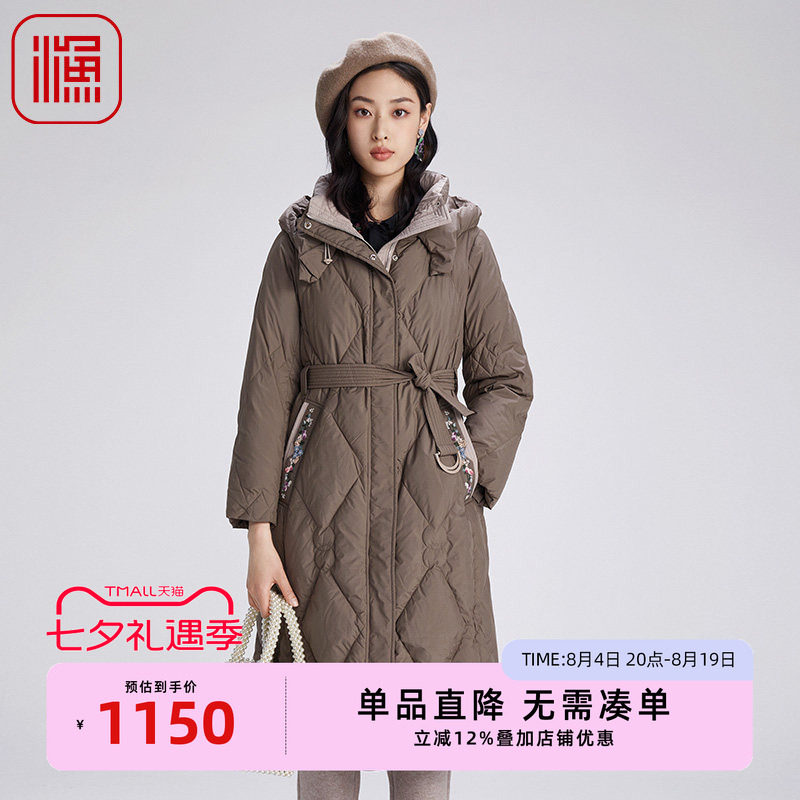 渔2024新款中长款加厚羽绒服