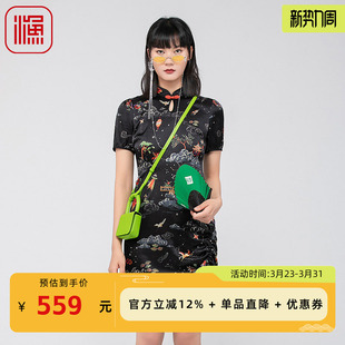 渔女装改良真丝旗袍2024春新款桑蚕丝高端复古盘扣连衣裙FGGA0026