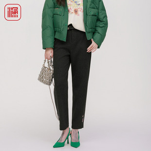 气质复古裤 高腰直筒显瘦休闲长裤 子FGHD6225 2025秋冬新款 渔牌女裤