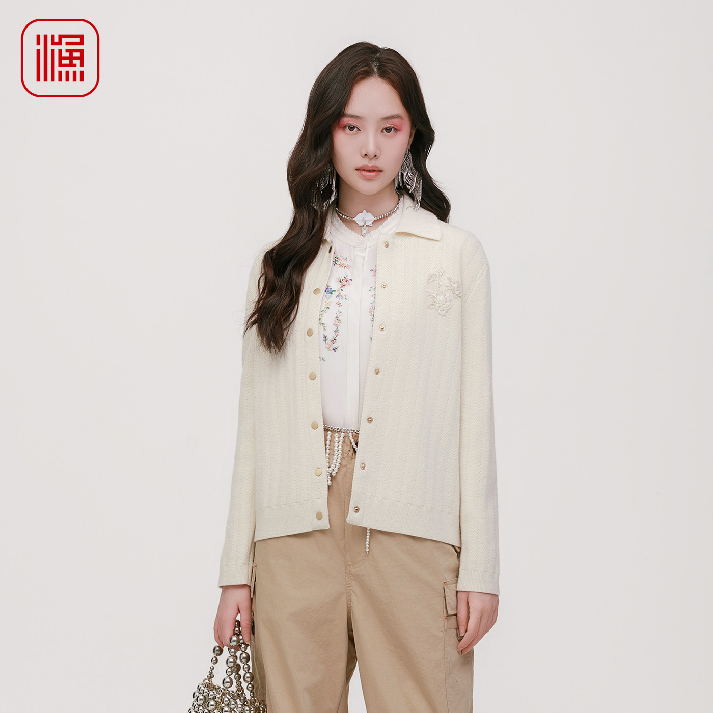 渔牌2025小翻领羊毛针织衫