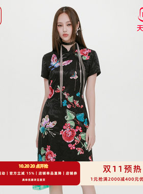 渔牌2025新款中式复古连衣裙