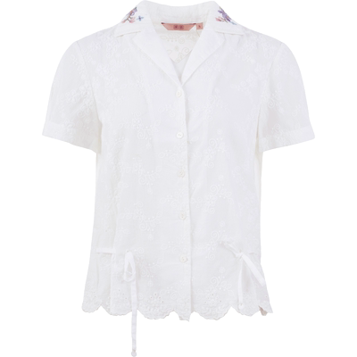 渔牌女装衬衫2024新款女夏季纯棉全棉方领西装领休闲上衣FGGB2211