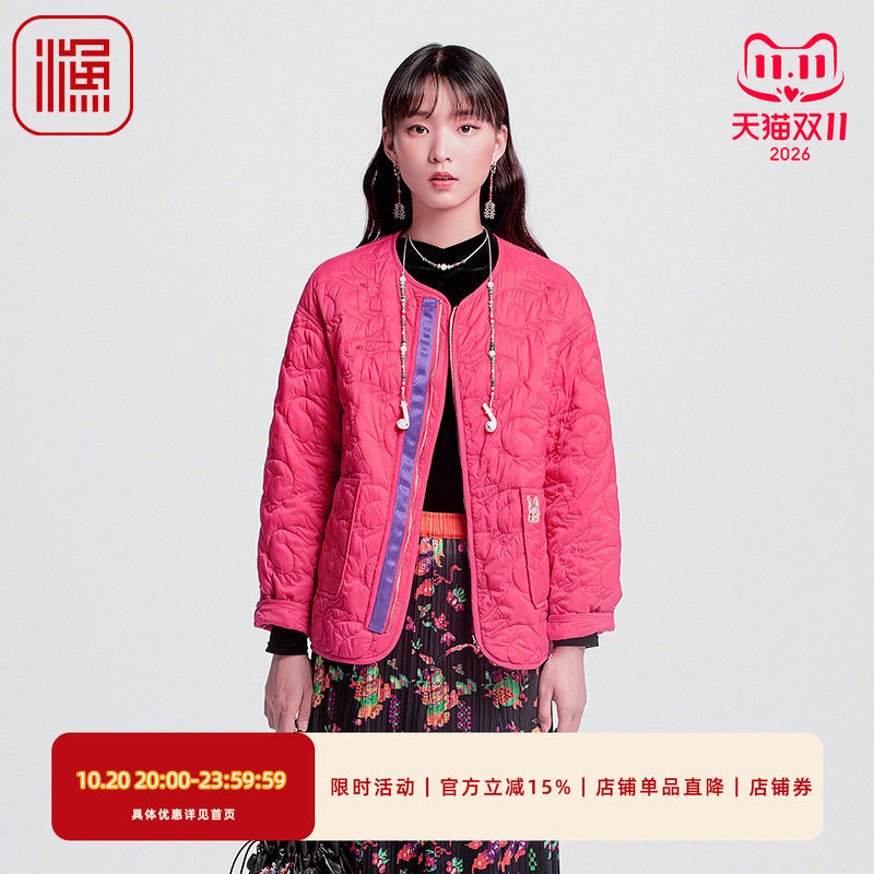 渔牌女装棉服女2024年新款冬季新中式休闲百搭棉衣短外套FGGD4039