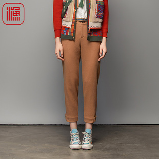 棉羊毛休闲九分长裤 渔牌女装 2023新款 秋冬款 文艺百搭FGFD6215 女裤