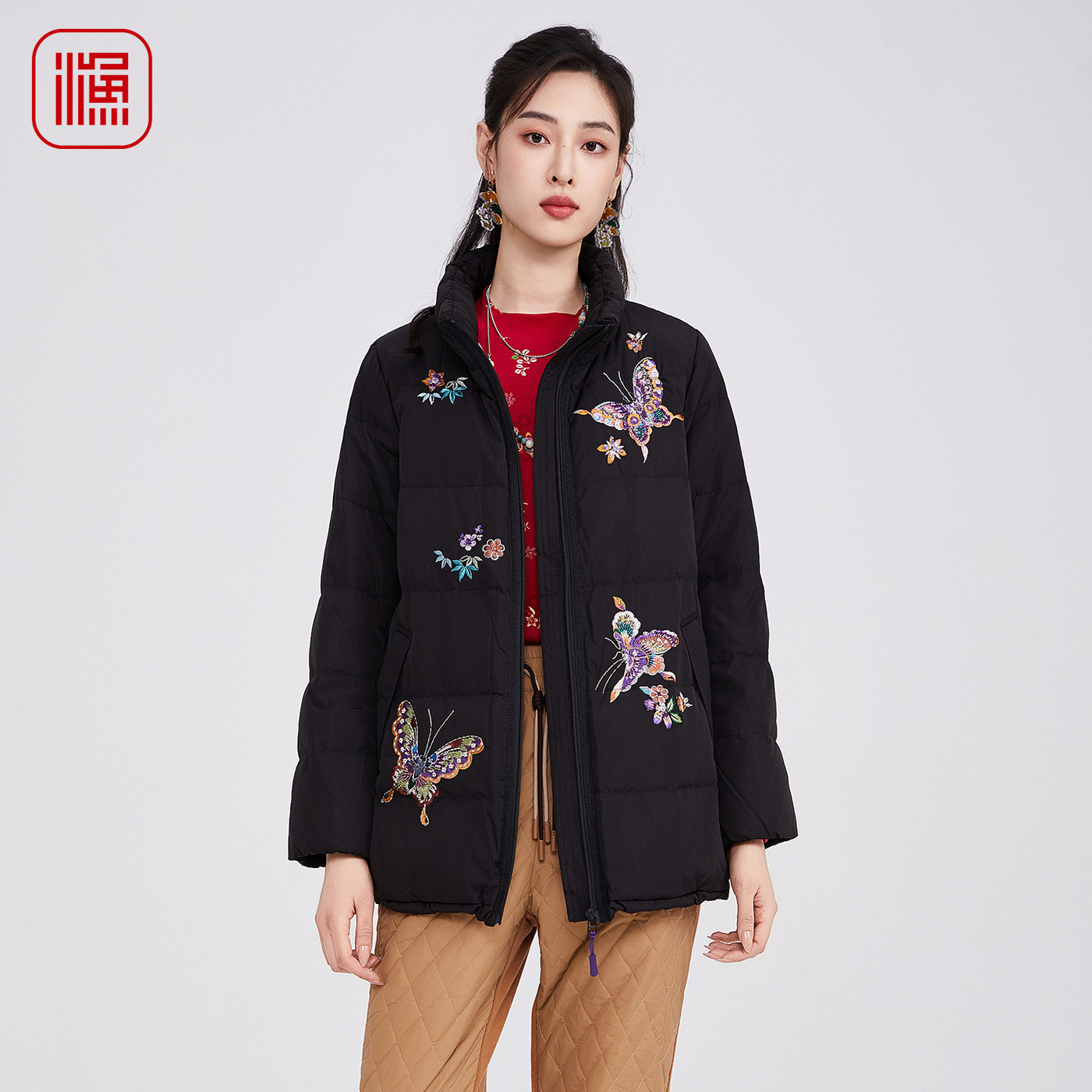 渔牌2025冬装新款防风立领羽绒服