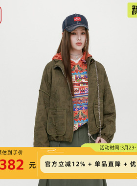 渔牌女棉服女2025年新款复古重工满底刺绣花休闲棉衣外套FGHC4022