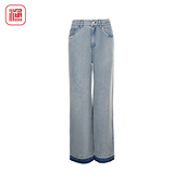 复古做旧文艺松弛感女裤 新款 FGIA6009 2026春装 渔牌浅蓝阔腿牛仔裤