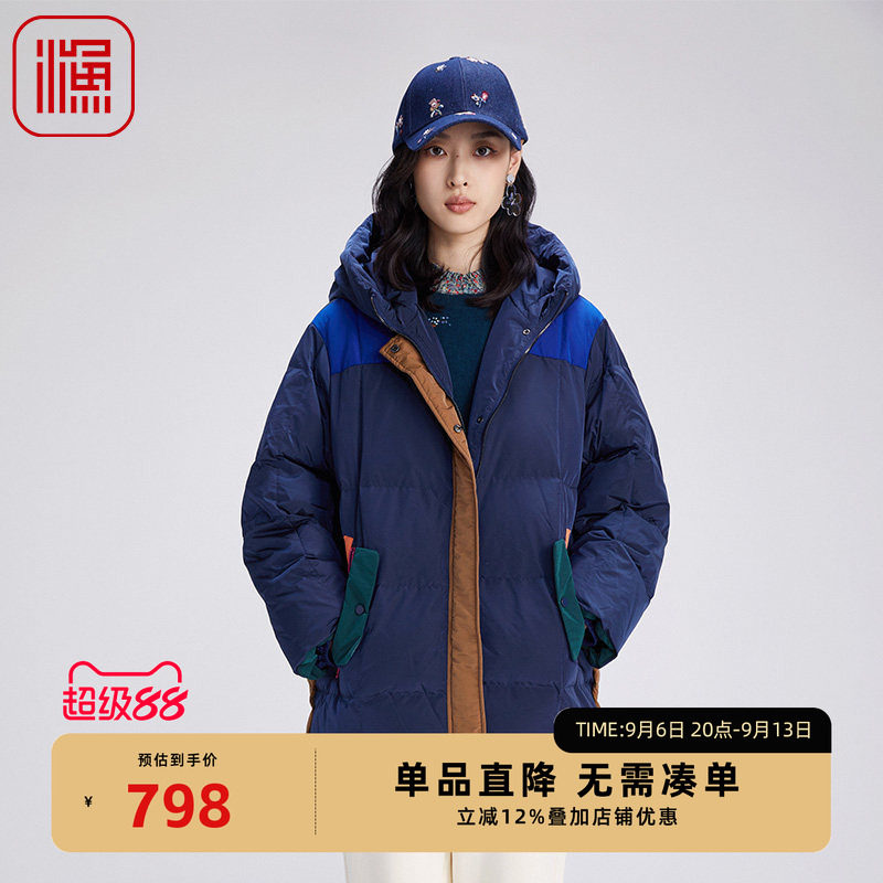 渔女装女士羽绒服冬季2024新款中式龙绣花长款鹅绒厚外套FGGD5008