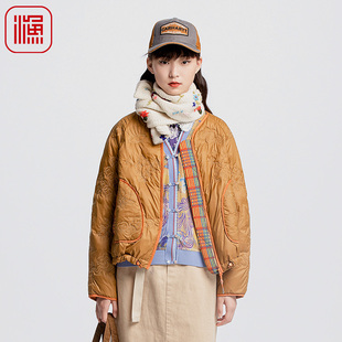 渔牌女装 春秋抽绳收腰鸭绒休闲羽绒外套FGGC5012 羽绒服女2024新款
