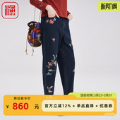 牛仔裤 直筒裤 女士绣花百搭九分裤 哈伦裤 休闲时尚 渔牌2025早秋新款