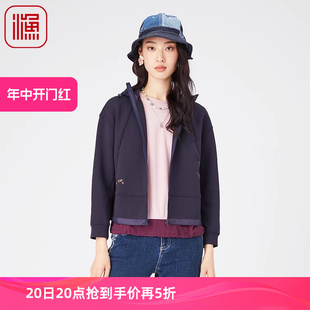 春秋季 FISHING卫衣女2024新款 连帽短款 弹力绣花短款 外套FGGA3062