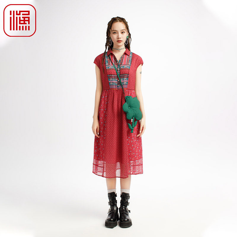 渔牌2025新款春夏小碎花连衣裙