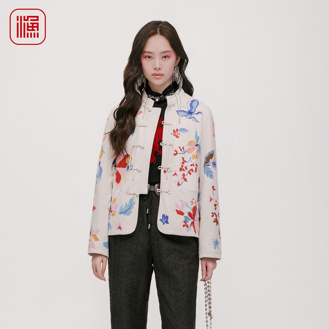 渔牌中式盘扣棉服重工刺绣