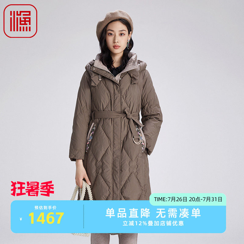 渔2024新款中长款加厚羽绒服