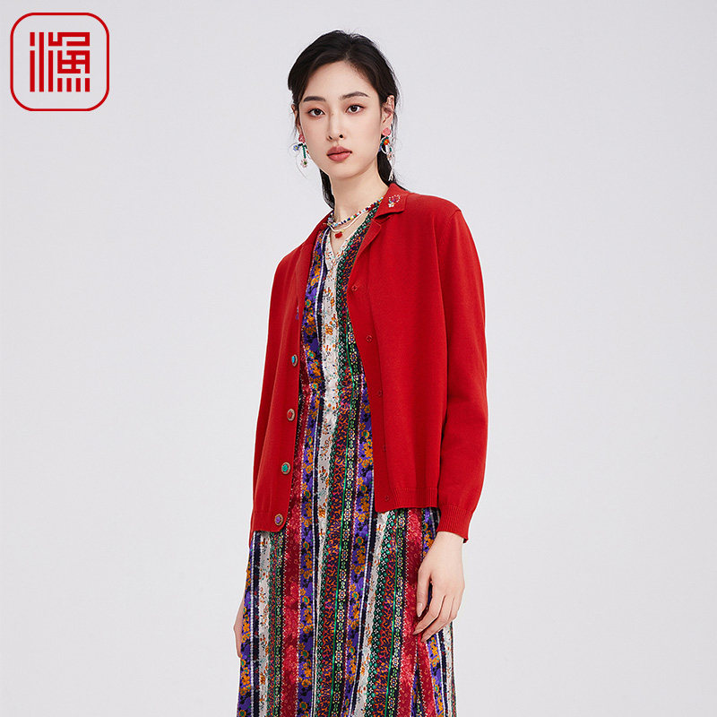 渔牌女装秋季新款翻领毛衫针织衫