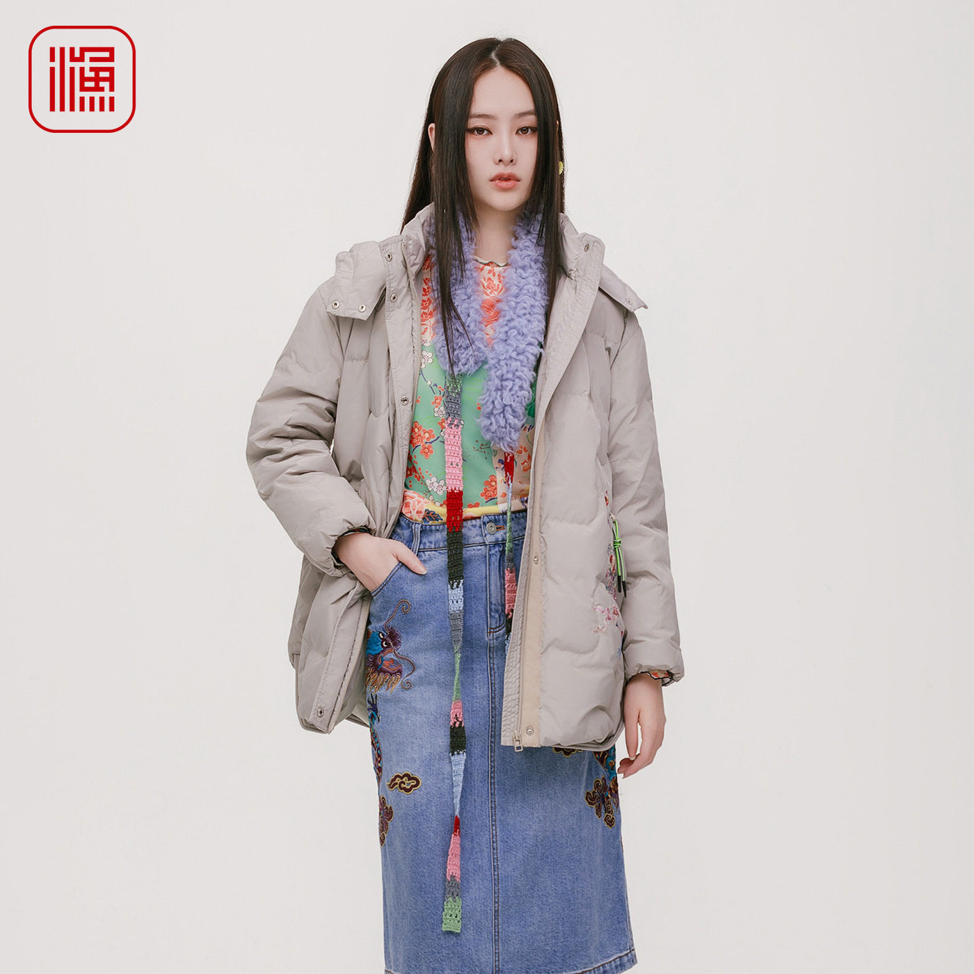 渔牌女装文艺休闲羽绒服