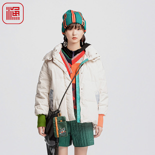 连帽鸭羽绒保暖短款 2024新款 厚外套FGGD5016 女士羽绒服冬季 渔女装