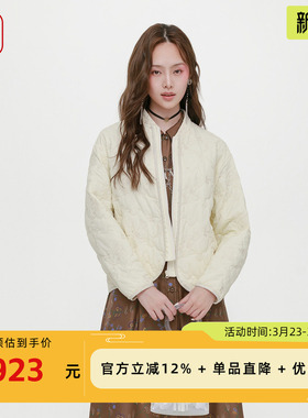 渔牌女棉服女2025年新款秋冬季国潮绣花棉衣外套夹棉上衣FGHC4013