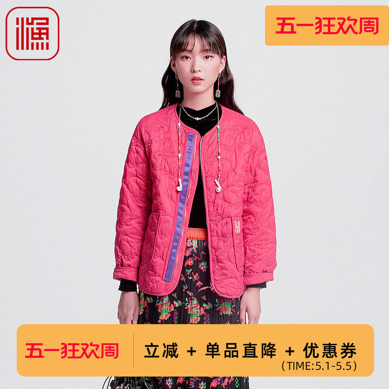 渔牌女装棉服女2024年新款冬季新中式休闲百搭棉衣短外套FGGD4039