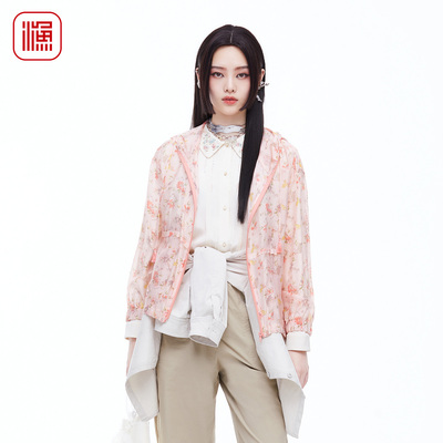 渔牌2026春碎花连帽中式国风外套