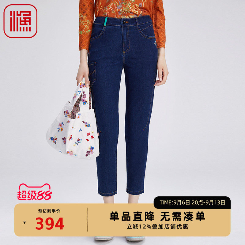 渔女装牛仔裤2024年新款女秋冬棉质休闲紧身弹力休闲长裤FGGD6028